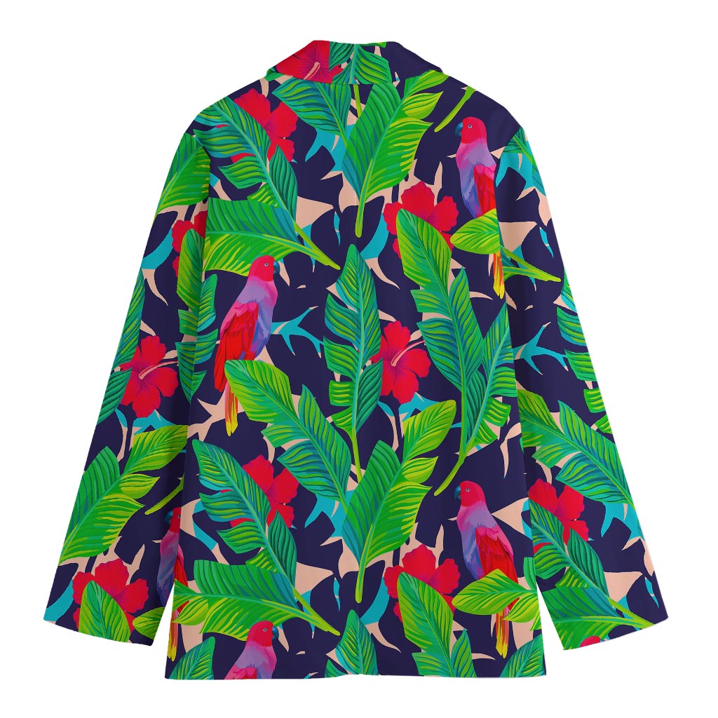 Parrot Banana Leaf Hawaii Pattern Print Women's Blazer