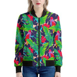 Parrot Banana Leaf Hawaii Pattern Print Women's Bomber Jacket