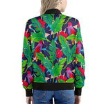 Parrot Banana Leaf Hawaii Pattern Print Women's Bomber Jacket