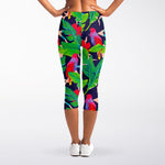 Parrot Banana Leaf Hawaii Pattern Print Women's Capri Leggings