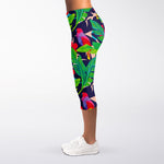 Parrot Banana Leaf Hawaii Pattern Print Women's Capri Leggings