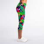 Parrot Banana Leaf Hawaii Pattern Print Women's Capri Leggings
