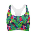 Parrot Banana Leaf Hawaii Pattern Print Women's Sports Bra