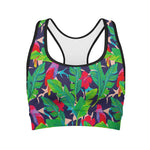 Parrot Banana Leaf Hawaii Pattern Print Women's Sports Bra