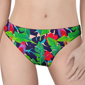 Parrot Banana Leaf Hawaii Pattern Print Women's Thong