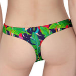 Parrot Banana Leaf Hawaii Pattern Print Women's Thong