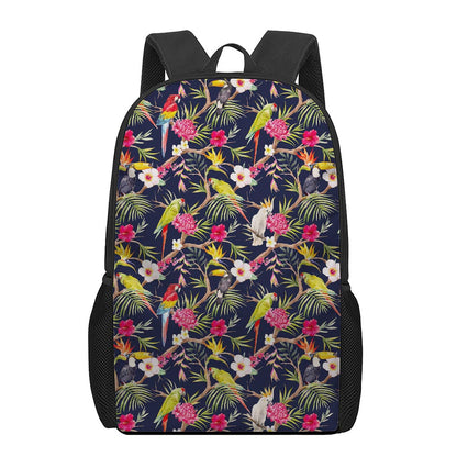 Parrot Toucan Tropical Pattern Print 17 Inch Backpack