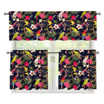 Parrot Toucan Tropical Pattern Print 3 Piece Kitchen Curtains