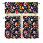 Parrot Toucan Tropical Pattern Print 3 Piece Kitchen Curtains