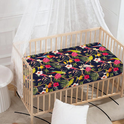 Parrot Toucan Tropical Pattern Print Baby Crib Sheet