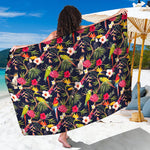Parrot Toucan Tropical Pattern Print Beach Sarong Wrap