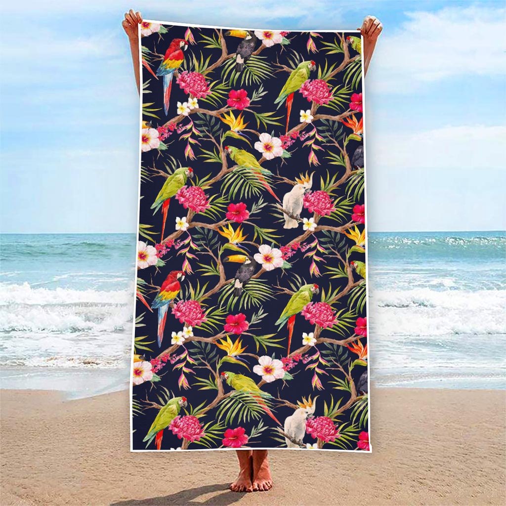 Parrot Toucan Tropical Pattern Print Beach Towel