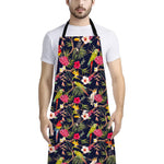 Parrot Toucan Tropical Pattern Print Bib Apron With Pocket