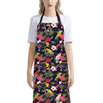 Parrot Toucan Tropical Pattern Print Bib Apron With Pocket
