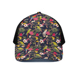 Parrot Toucan Tropical Pattern Print Black Mesh Trucker Cap
