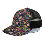 Parrot Toucan Tropical Pattern Print Black Mesh Trucker Cap
