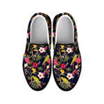 Parrot Toucan Tropical Pattern Print Black Slip On Sneakers