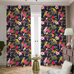 Parrot Toucan Tropical Pattern Print Blackout Pencil Pleat Curtains