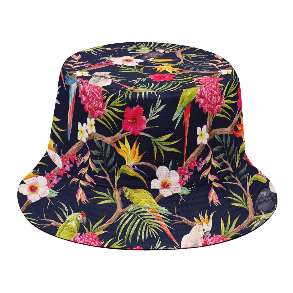 Parrot Toucan Tropical Pattern Print Bucket Hat