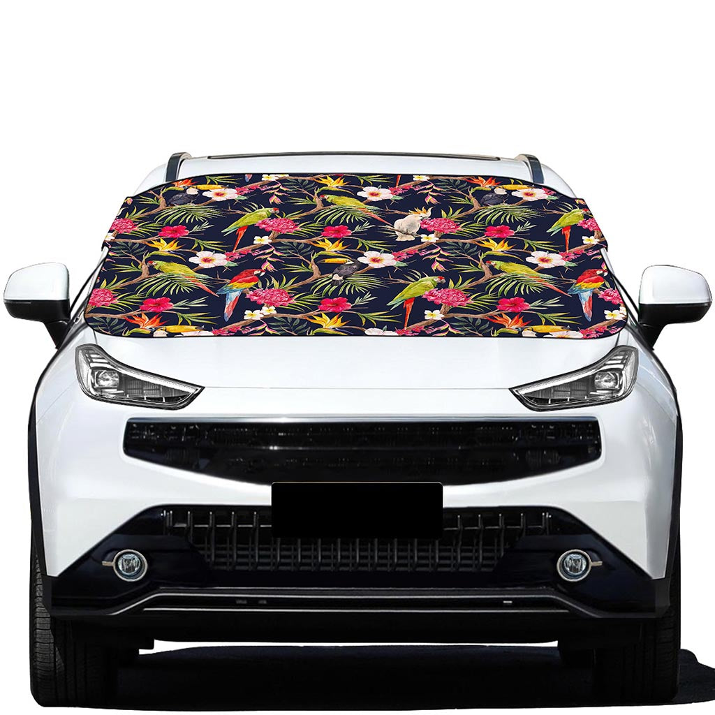 Parrot Toucan Tropical Pattern Print Car Windshield Snow Cover