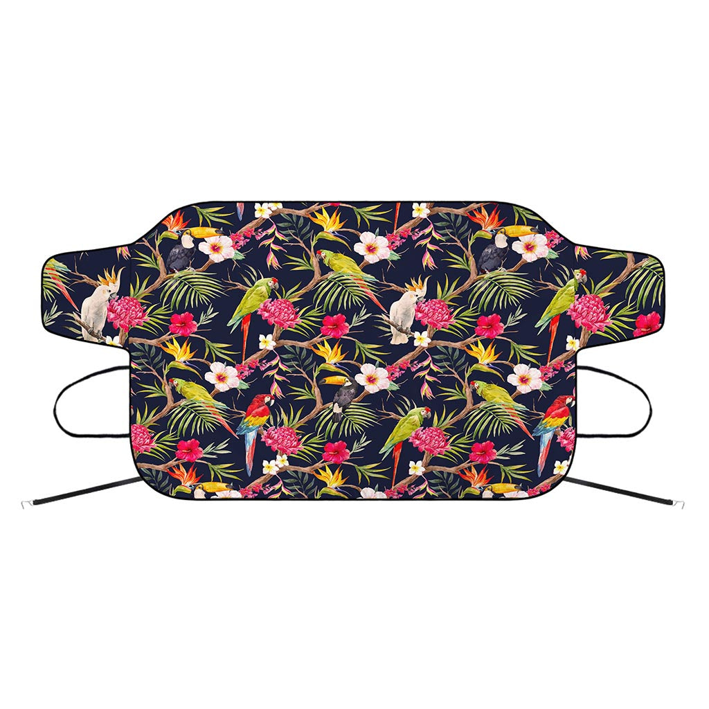 Parrot Toucan Tropical Pattern Print Car Windshield Snow Cover