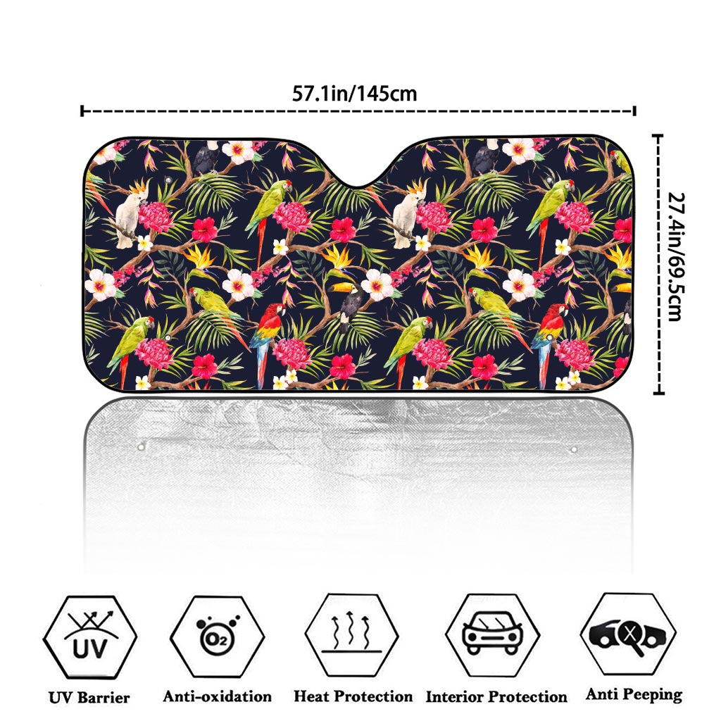 Parrot Toucan Tropical Pattern Print Car Windshield Sun Shade