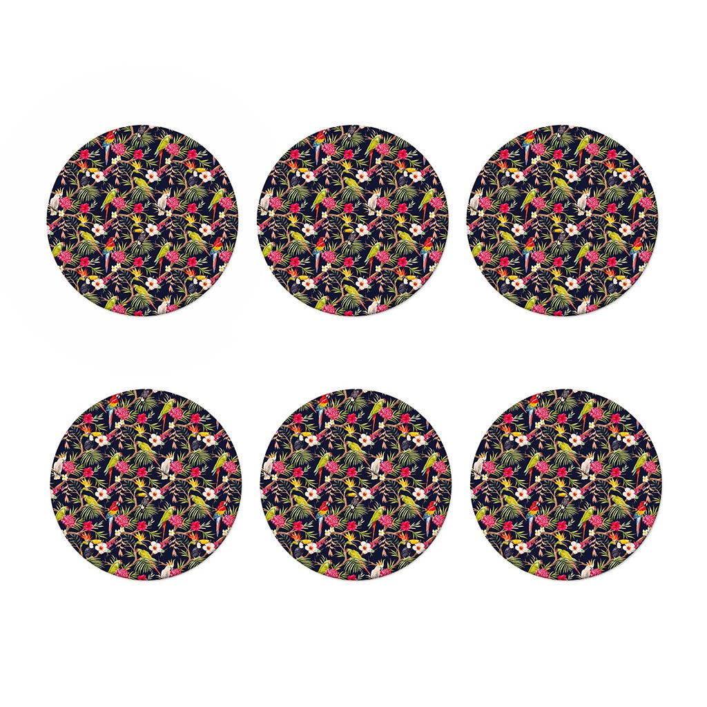 Parrot Toucan Tropical Pattern Print Coaster Set