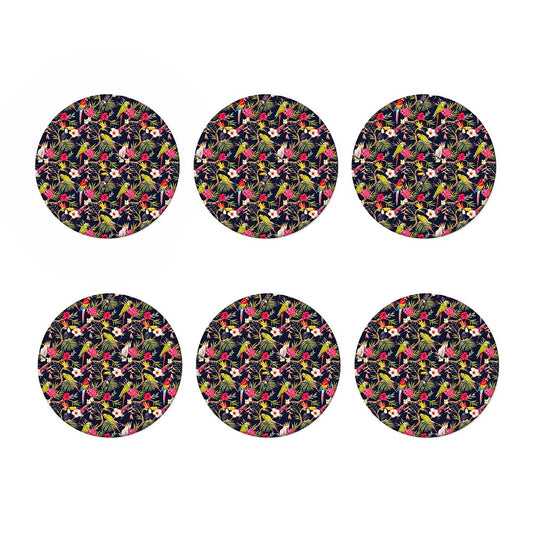 Parrot Toucan Tropical Pattern Print Coaster Set