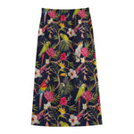 Parrot Toucan Tropical Pattern Print Cotton Front Slit Maxi Skirt