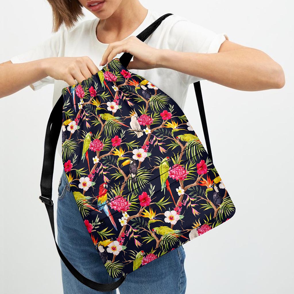Parrot Toucan Tropical Pattern Print Drawstring Backpack
