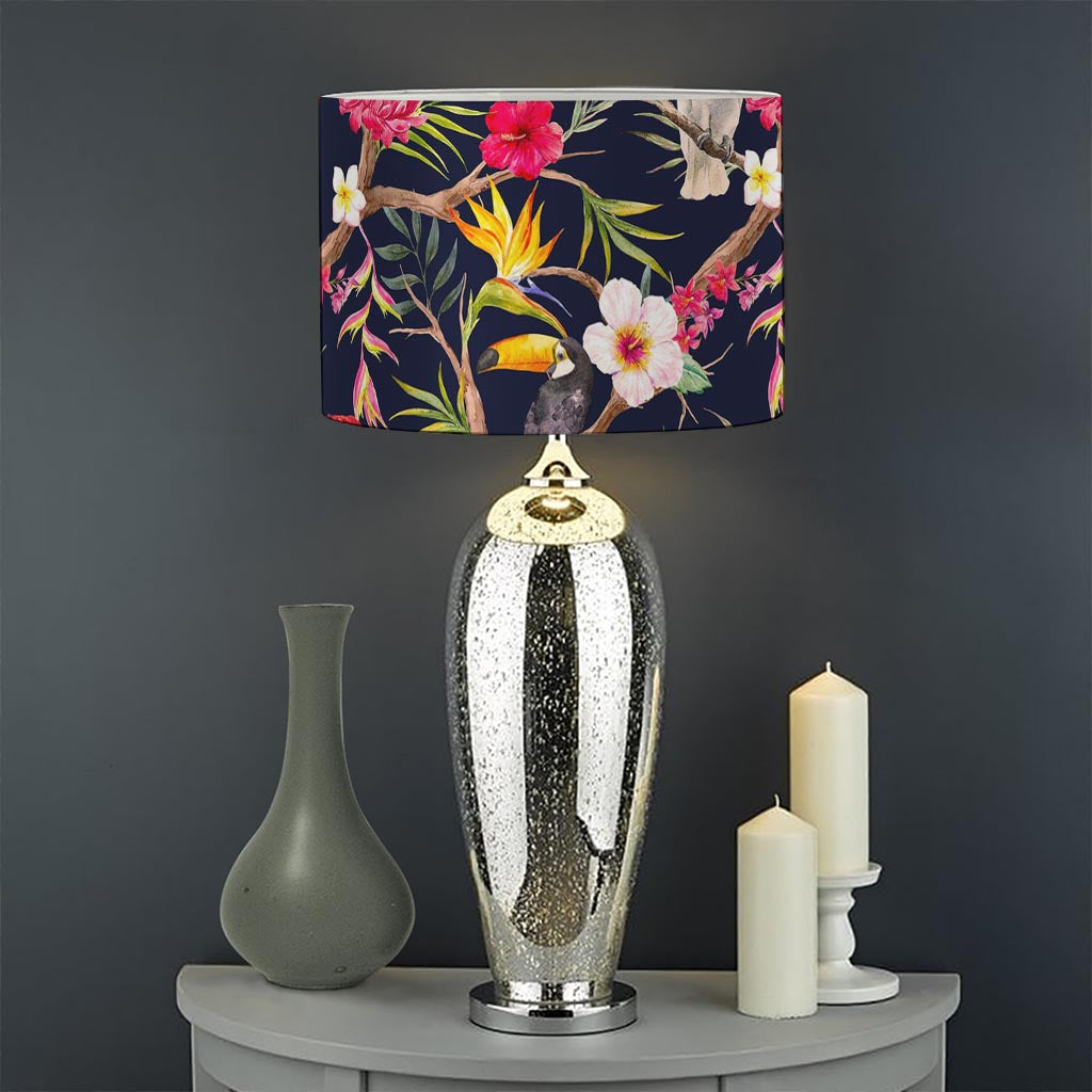 Parrot Toucan Tropical Pattern Print Drum Lamp Shade