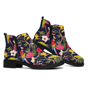 Parrot Toucan Tropical Pattern Print Flat Ankle Boots