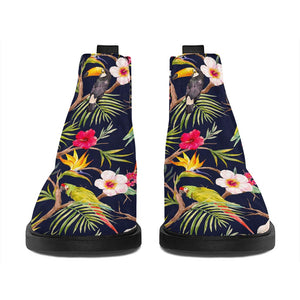 Parrot Toucan Tropical Pattern Print Flat Ankle Boots