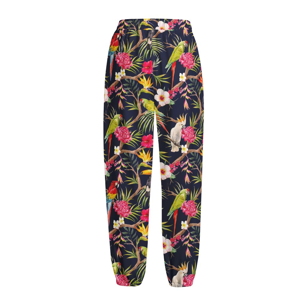 Parrot Toucan Tropical Pattern Print Fleece Lined Knit Pants