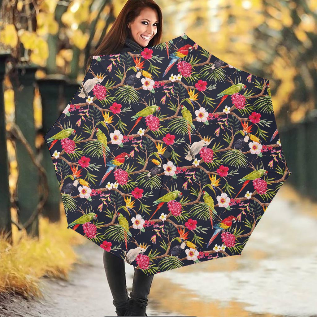 Parrot Toucan Tropical Pattern Print Foldable Umbrella