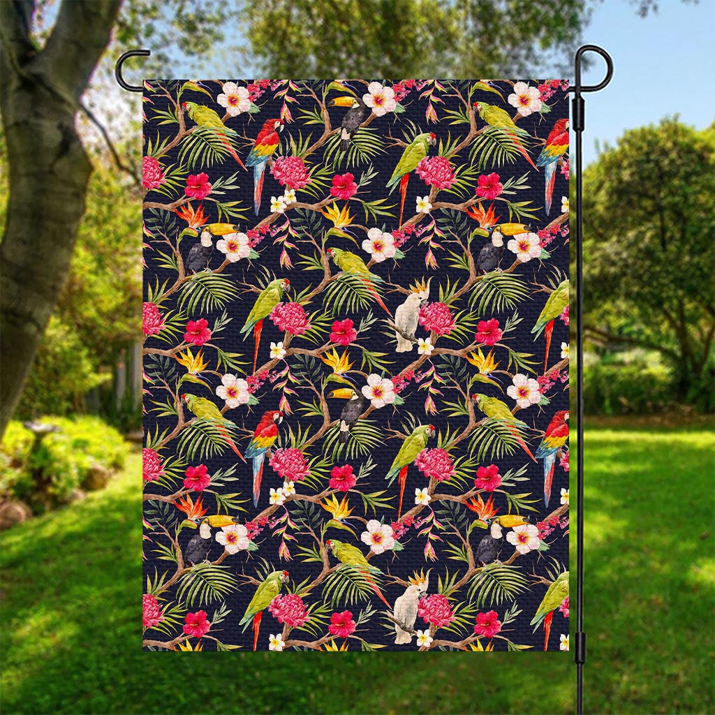 Parrot Toucan Tropical Pattern Print Garden Flag