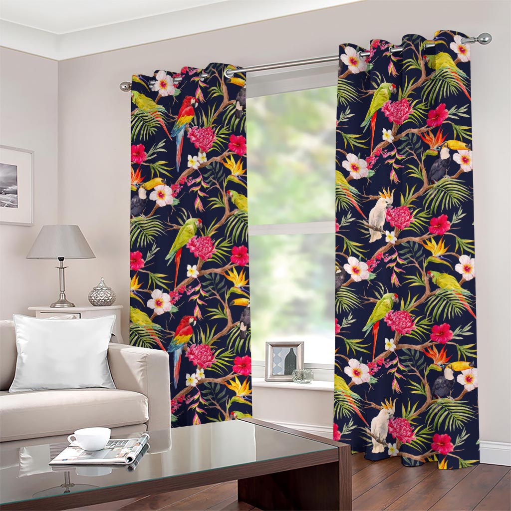 Parrot Toucan Tropical Pattern Print Grommet Curtains