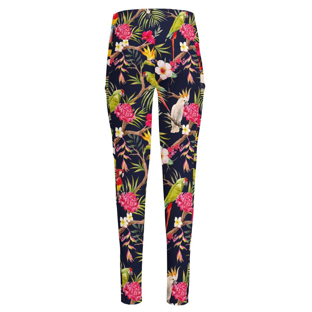 Parrot Toucan Tropical Pattern Print High-Waisted Pocket Leggings