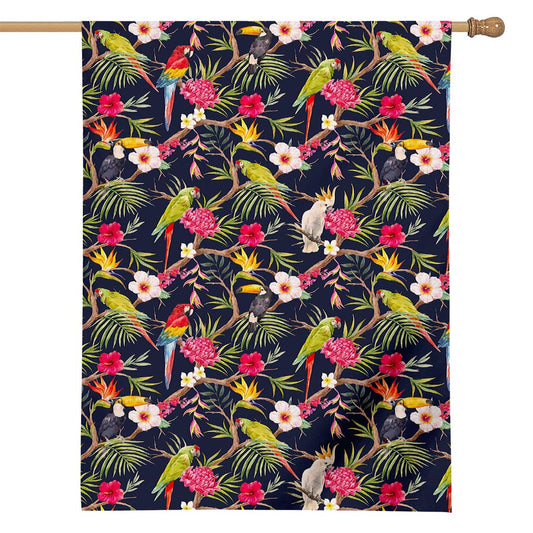 Parrot Toucan Tropical Pattern Print House Flag