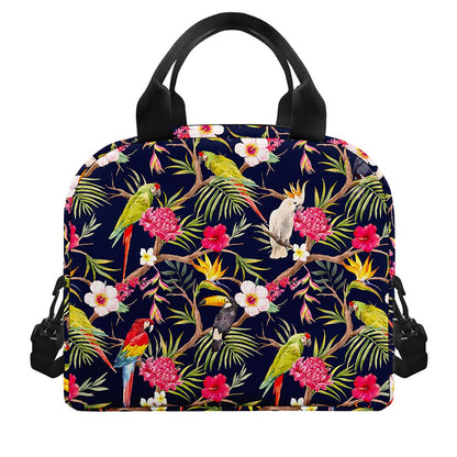 Parrot Toucan Tropical Pattern Print Insulated Lunch Bag