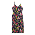 Parrot Toucan Tropical Pattern Print Jersey Midi Cami Dress