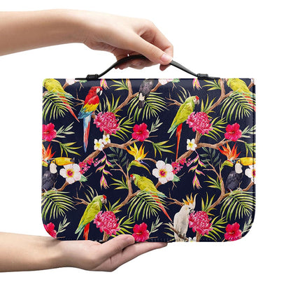 Parrot Toucan Tropical Pattern Print Leather Bible Cover
