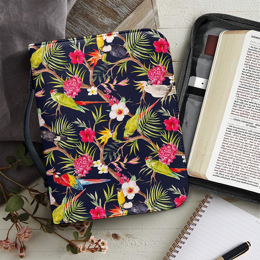 Parrot Toucan Tropical Pattern Print Leather Bible Cover