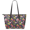 Parrot Toucan Tropical Pattern Print Leather Tote Bag With Zipper
