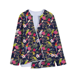 Parrot Toucan Tropical Pattern Print Long Sleeve Short Coat