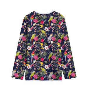 Parrot Toucan Tropical Pattern Print Long Sleeve Short Coat