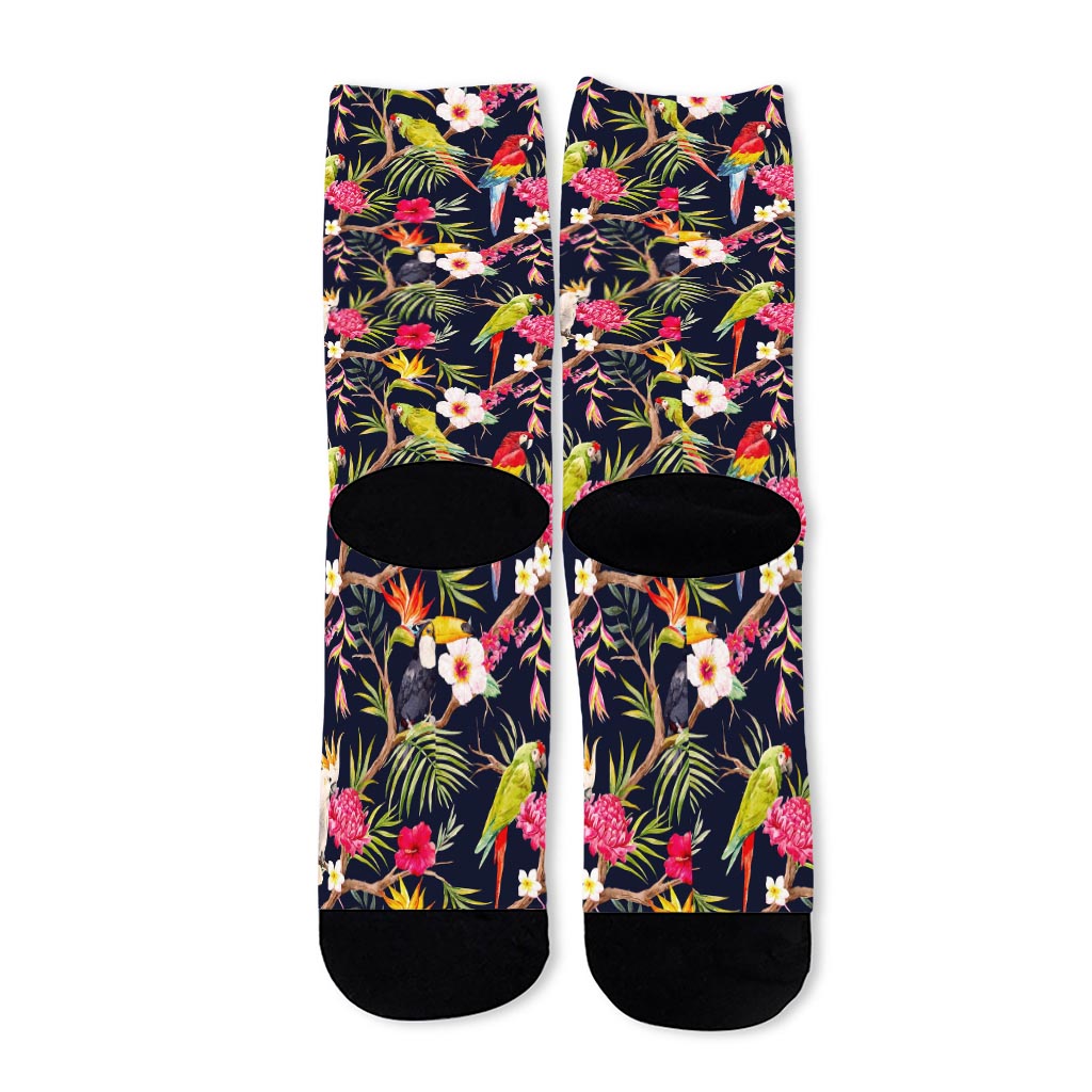 Parrot Toucan Tropical Pattern Print Long Socks