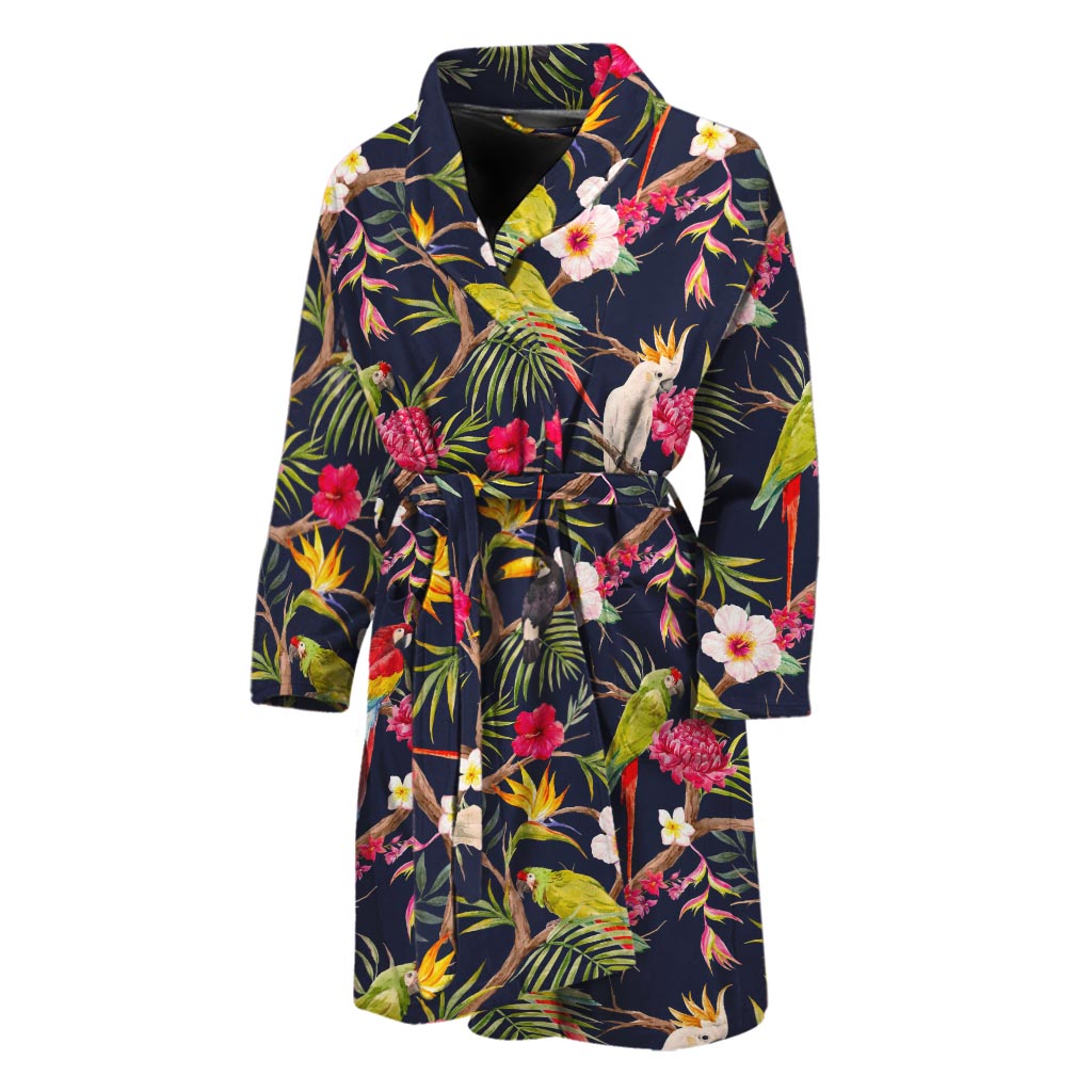 Parrot Toucan Tropical Pattern Print Men's Bathrobe