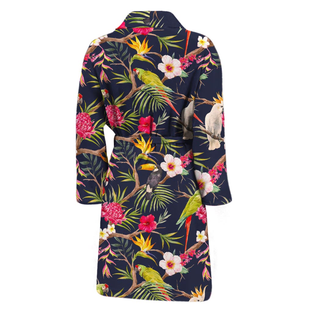 Parrot Toucan Tropical Pattern Print Men's Bathrobe