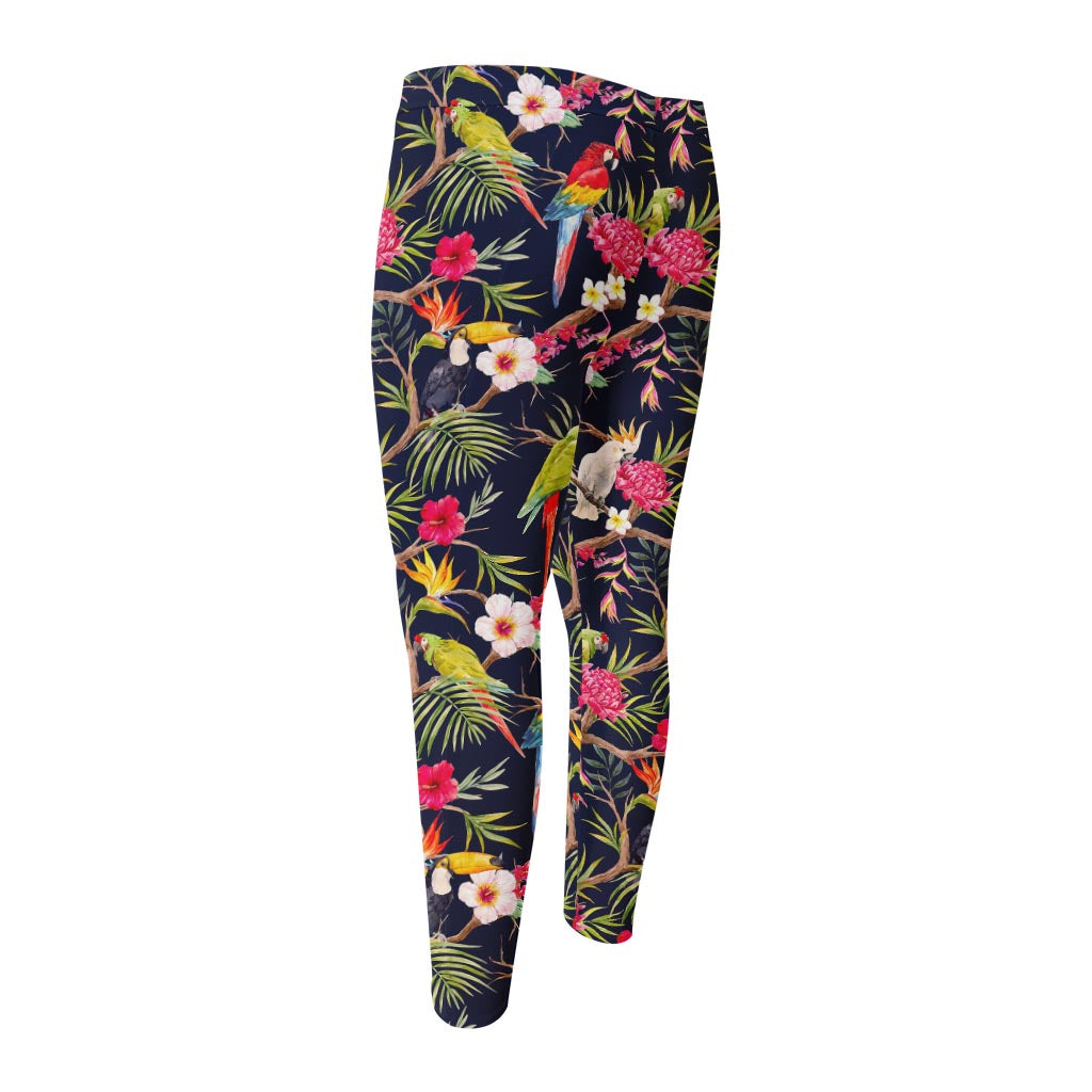 Parrot Toucan Tropical Pattern Print Men's Compression Pants